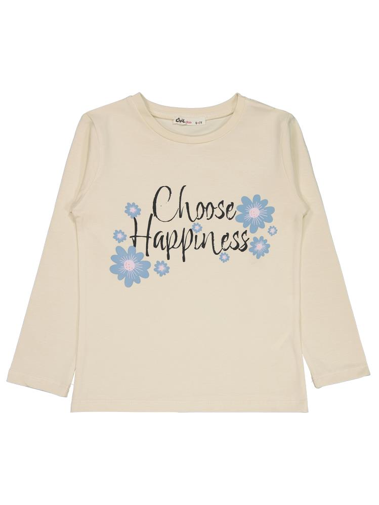 Civil Girls Choose Happiness Baskılı 6-9 Yaş Sweatshirt - Fil Dişi