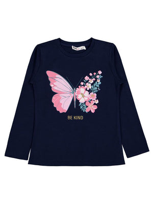 Civil Girls Kelebek Baskılı 6-9 Yaş Sweatshirt - Lacivert