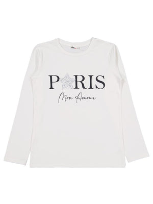 Civil Girls Paris Baskılı 10-13 Yaş Sweatshirt - Ekru