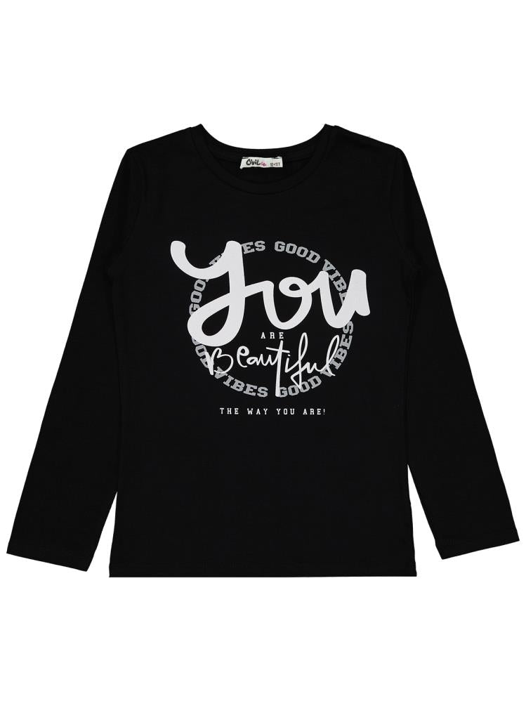 Civil Girls You Beautiful Baskılı 10-13 Yaş Sweatshirt - Siyah