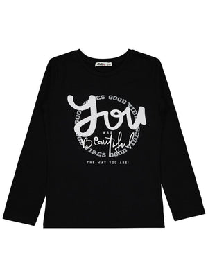 Civil Girls You Beautiful Baskılı 10-13 Yaş Sweatshirt - Siyah