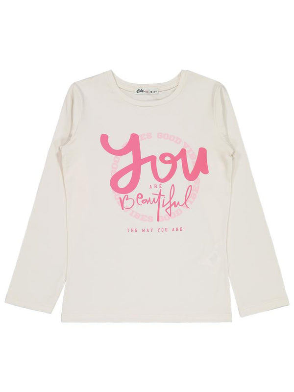 Civil Girls You Beautiful Baskılı 10-13 Yaş Sweatshirt - Ekru