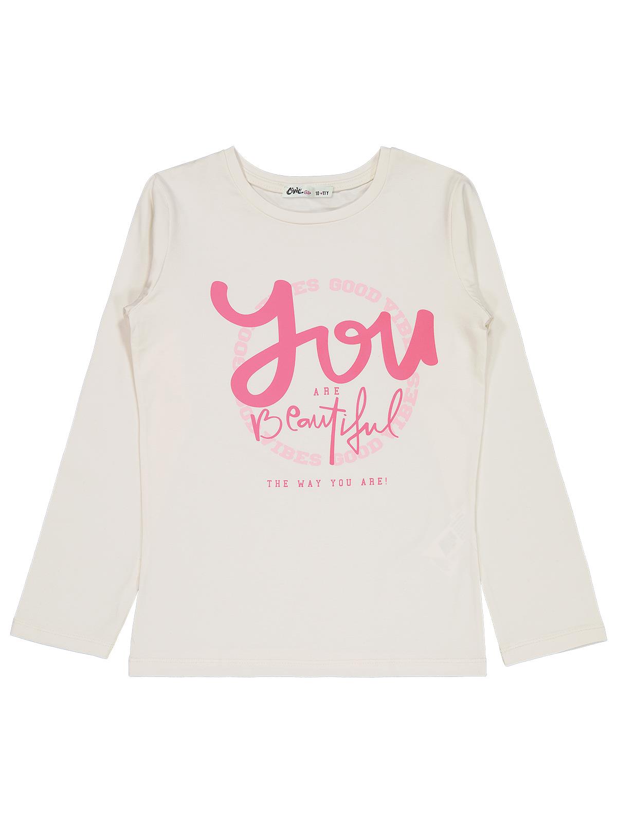Civil Girls You Beautiful Baskılı 10-13 Yaş Sweatshirt - Ekru
