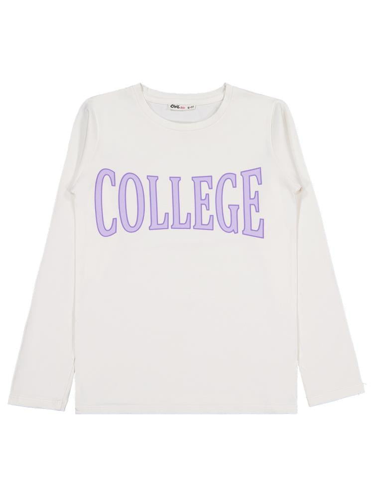 Civil Girls College Baskılı 10-13 Yaş Sweatshirt - Ekru
