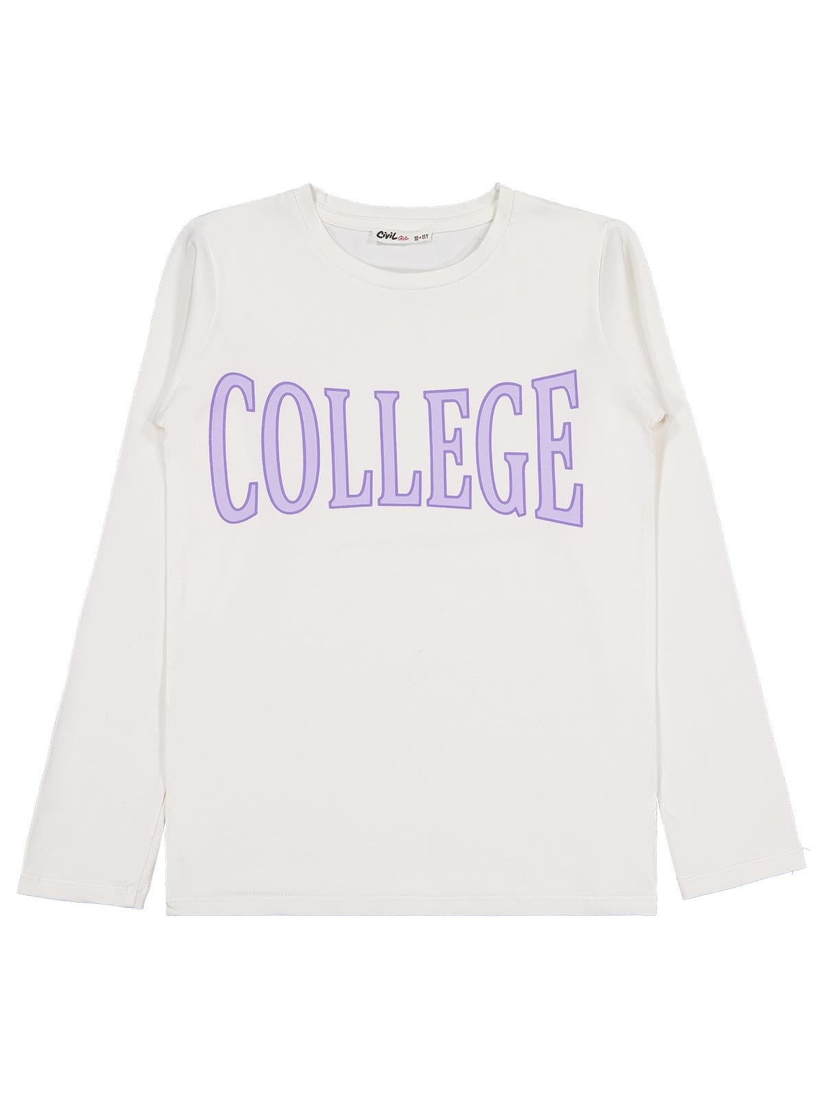 Civil Girls College Baskılı 10-13 Yaş Sweatshirt - Ekru