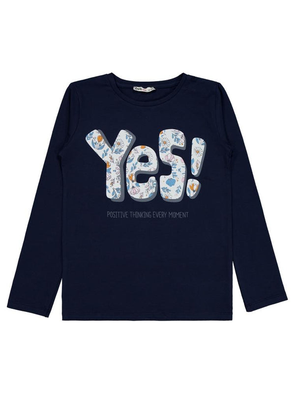 Civil Girls Yes Baskılı 10-13 Yaş Sweatshirt - Lacivert