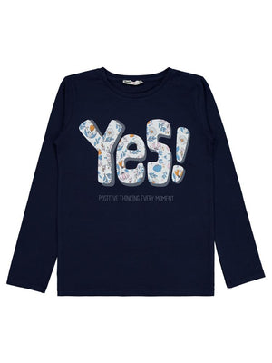 Civil Girls Yes Baskılı 10-13 Yaş Sweatshirt - Lacivert