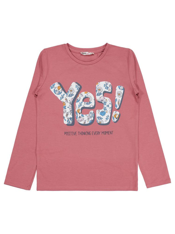 Civil Girls Yes Baskılı 10-13 Yaş Sweatshirt - Pembe