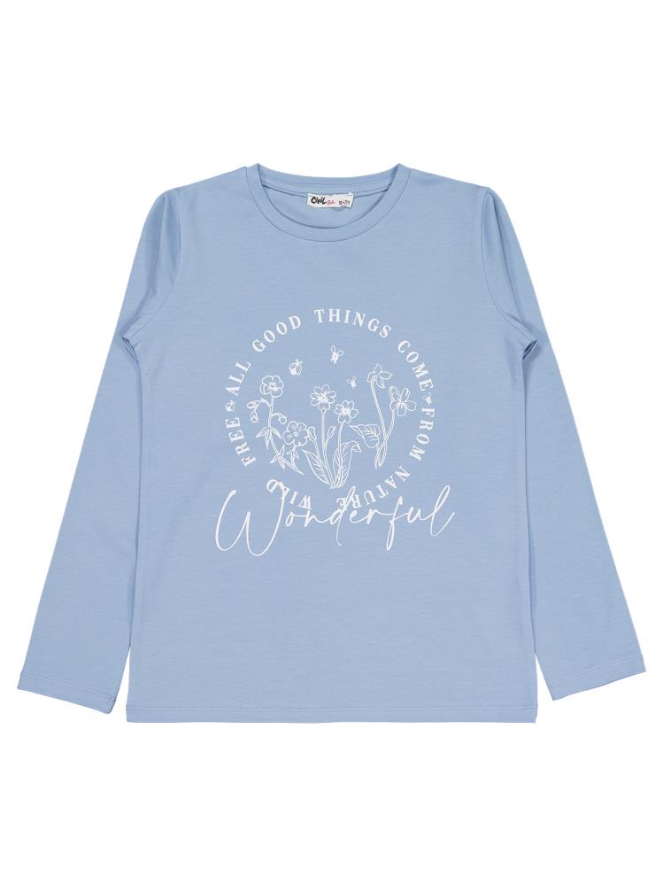 Civil Girls Wonderful Baskılı 10-13 Yaş Sweatshirt - Mavi