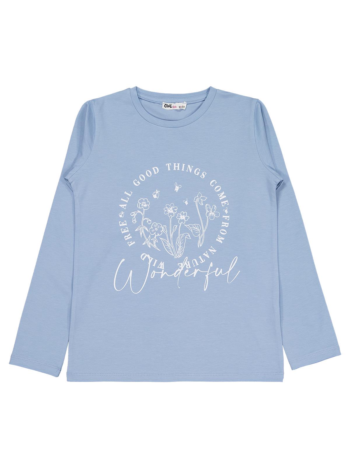 Civil Girls Wonderful Baskılı 10-13 Yaş Sweatshirt - Mavi