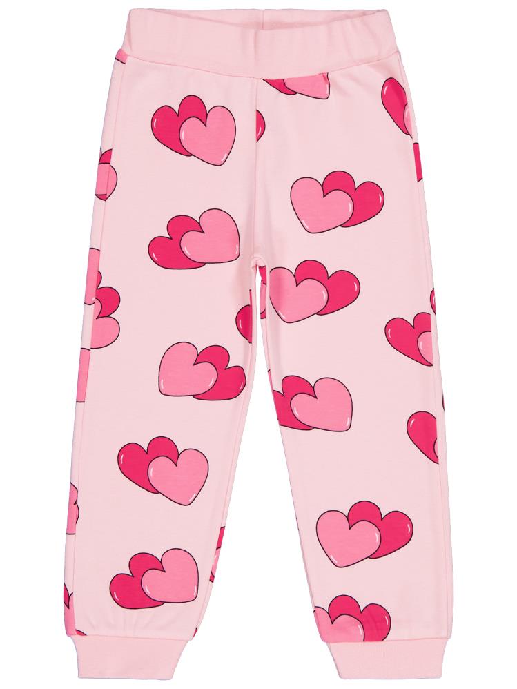 Civil Girls Renkli Kalp Baskılı 2-5 Yaş Eşofman Altı - Pembe