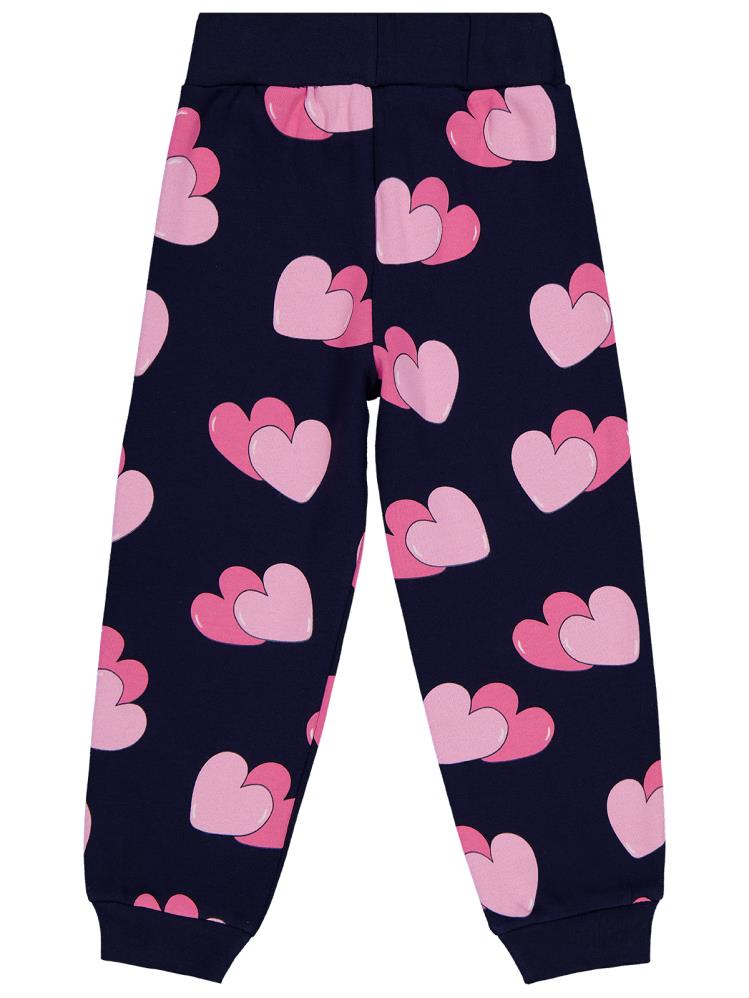 Civil Girls Renkli Kalp Baskılı 2-5 Yaş Eşofman Altı - Lacivert