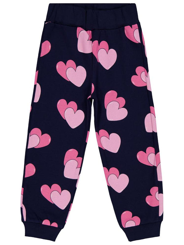 Civil Girls Renkli Kalp Baskılı 2-5 Yaş Eşofman Altı - Lacivert