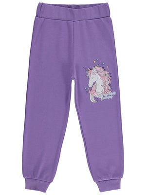 Civil Girls Unicorn Baskılı 2-5 Yaş Eşofman Altı - Lila