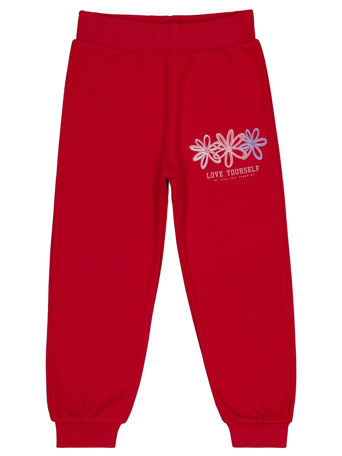 Civil Girls Renkli Çiçek 2-5 Yaş Eşofman Altı - Kırmızı