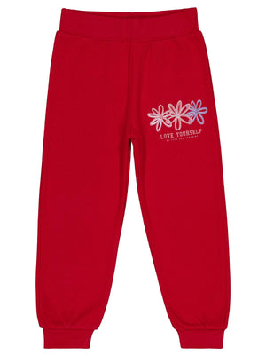 Civil Girls Renkli Çiçek 2-5 Yaş Eşofman Altı - Kırmızı