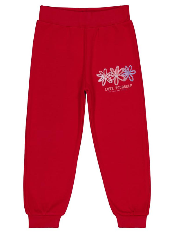 Civil Girls Renkli Çiçek 2-5 Yaş Eşofman Altı - Kırmızı