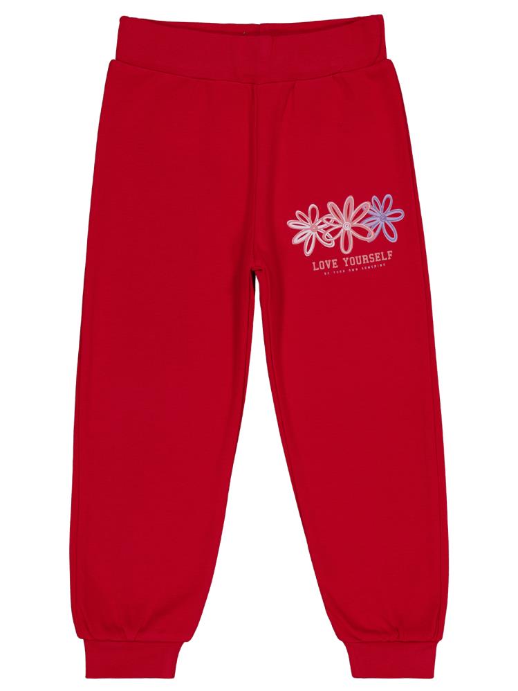 Civil Girls Renkli Çiçek 2-5 Yaş Eşofman Altı - Kırmızı