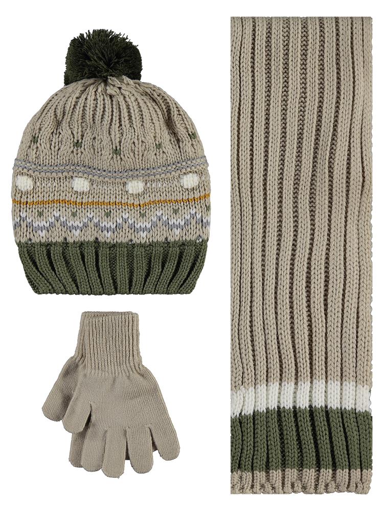 Civil Boys 6-9 Yaş Atkı Bere Eldiven Set - Kahverengi