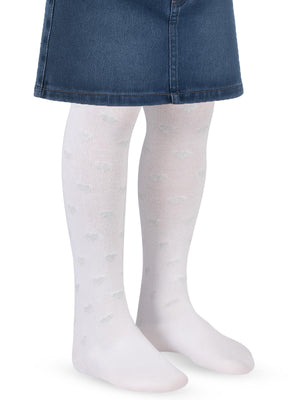 Civil Girls Simli Kalp 3-11 Yaş Kız Külotlu Çorap - Beyaz