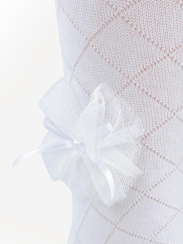 Civil Girls Petek Tüllü Aksesuar 3-7 Yaş Kız Külotlu Çorap - Beyaz