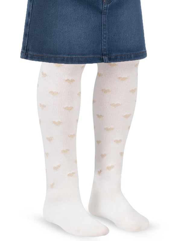 Civil Girls Simli Kalp 3-11 Yaş Kız Külotlu Çorap - Ekru