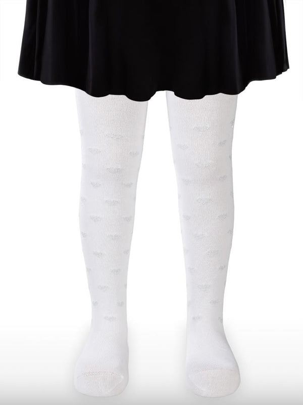 Civil Girls Simli Kalp 3-11 Yaş Kız Külotlu Çorap - Beyaz