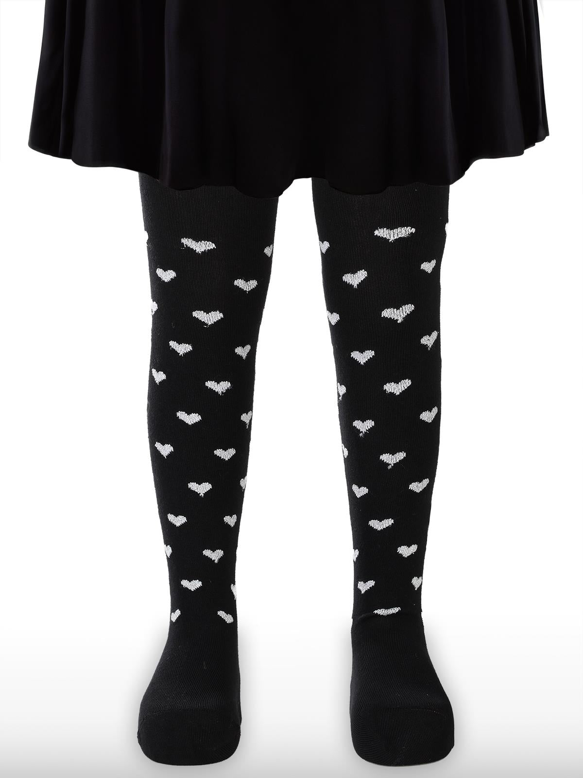 Civil Girls Simli Kalp 3-11 Yaş Kız Külotlu Çorap - Siyah