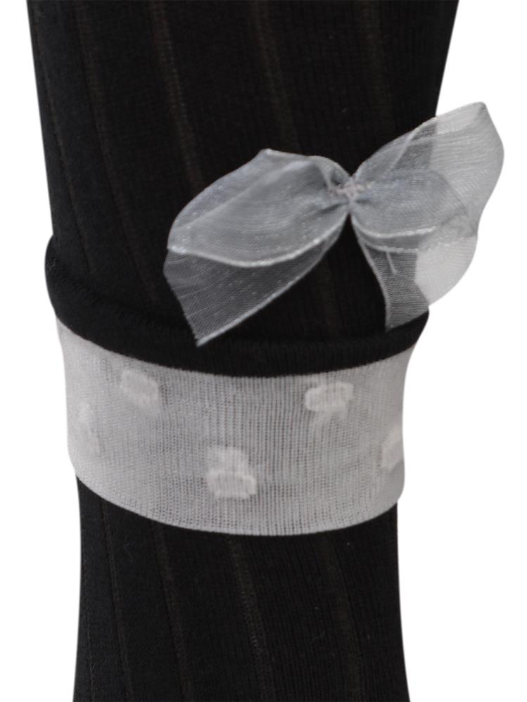 Civil Girls Derbili Fiyonk Aksesuar 3-11 Yaş Kız Külotlu Çorap - Siyah