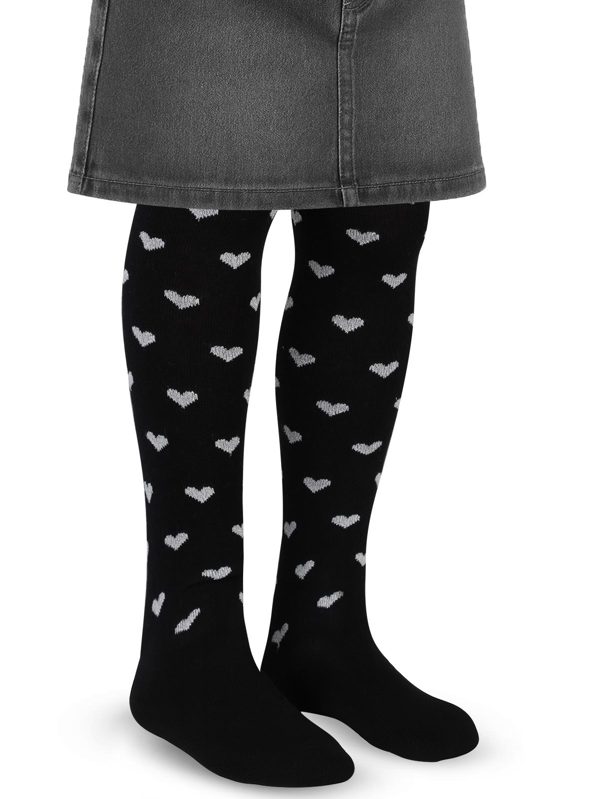 Civil Girls Simli Kalp 3-11 Yaş Kız Külotlu Çorap - Siyah