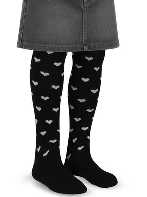 Civil Girls Simli Kalp 3-11 Yaş Kız Külotlu Çorap - Siyah