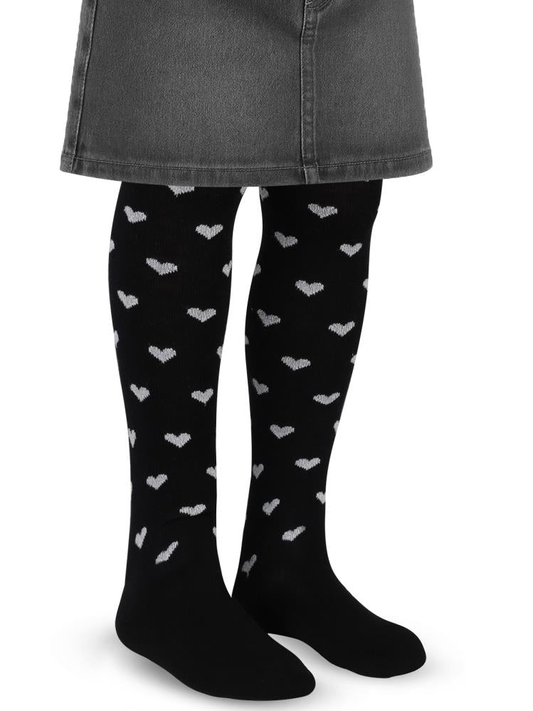 Civil Girls Simli Kalp 3-11 Yaş Kız Külotlu Çorap - Siyah