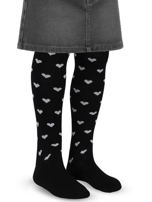 Civil Girls Simli Kalp 3-11 Yaş Kız Külotlu Çorap - Siyah