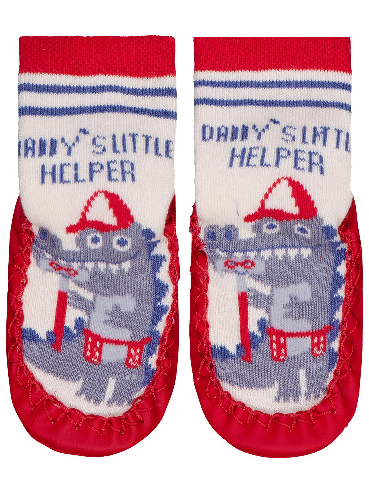 Civil Baby Dinazor Bebek Erkek Havlu Çarık Çorap - Kırmızı