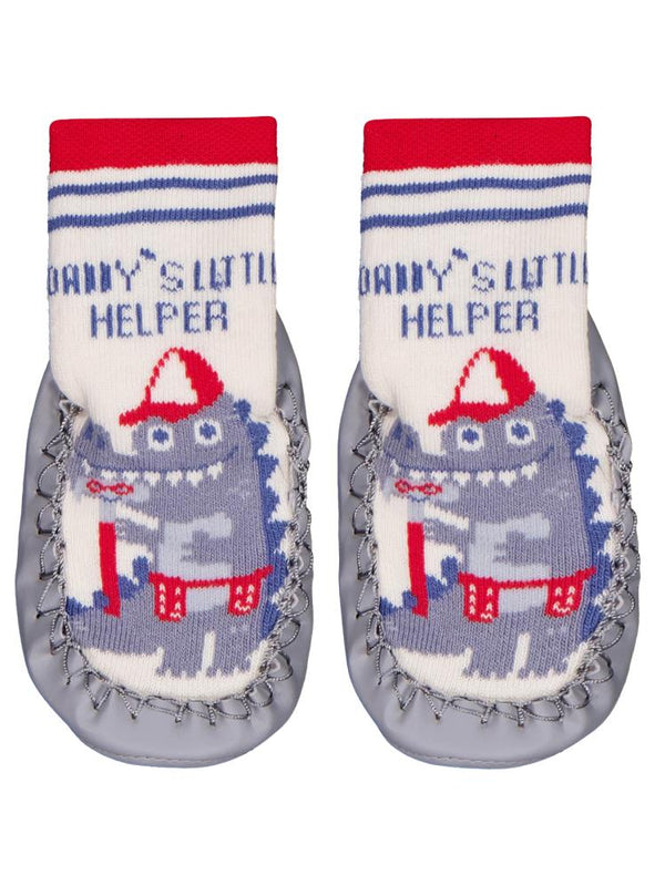 Civil Baby Dinazor Bebek Erkek Havlu Çarık Çorap - Gri