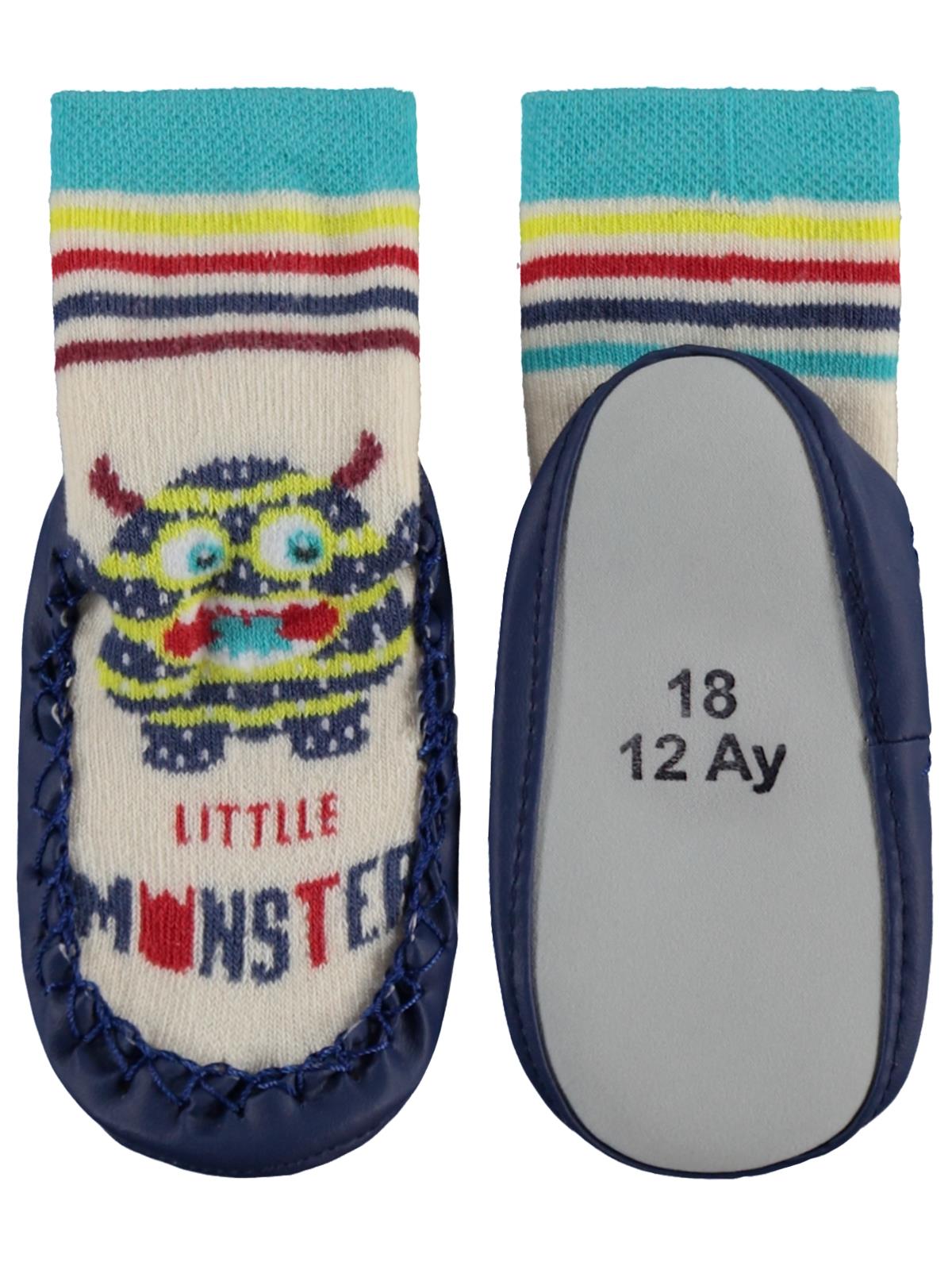 Civil Baby Monster Bebek Erkek Havlu Çarık Çorap