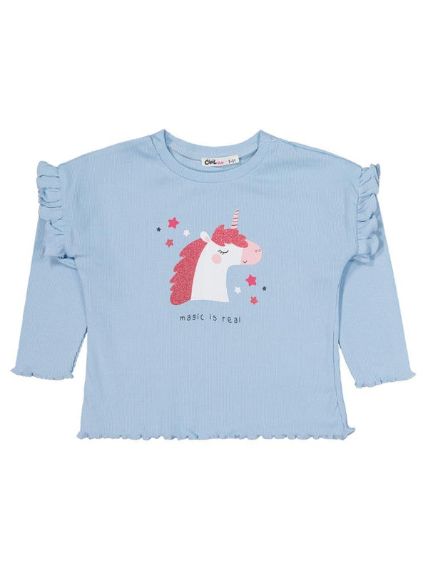Civil Girls Unicorn Baskılı 2-5 Yaş Takım - Mavi