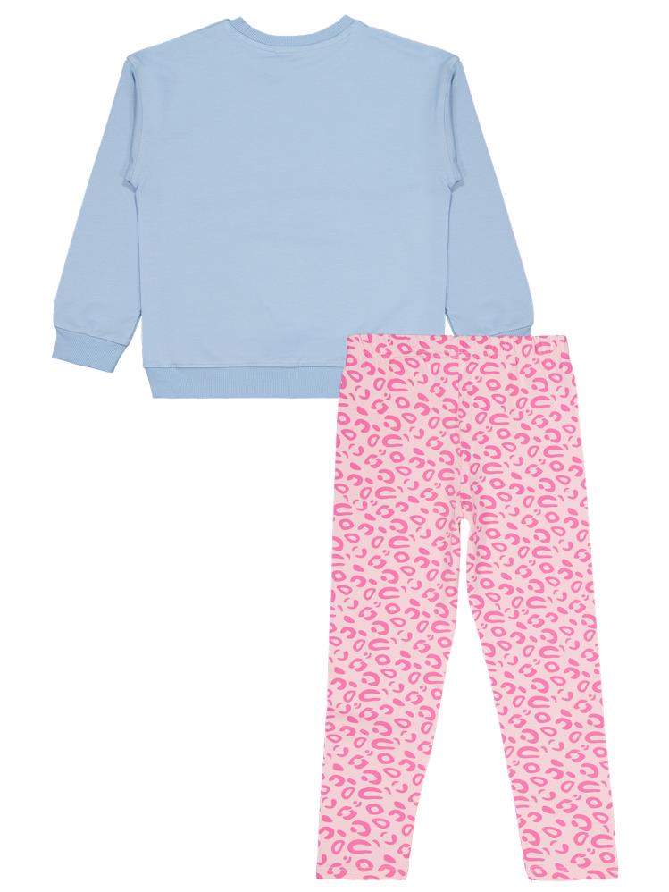 Civil Girls Leopar Çiçek Baskılı 6-9 Yaş Takım - Pembe