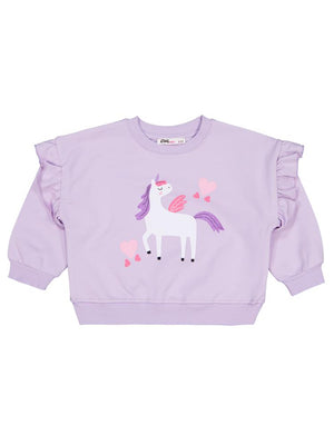 Civil Girls Kalpli Unicorn Baskılı 2-5 Yaş Sweatshirt - Lila
