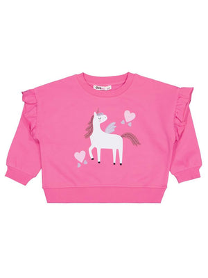 Civil Girls Kalpli Unicorn Baskılı 2-5 Yaş Sweatshirt - Pembe