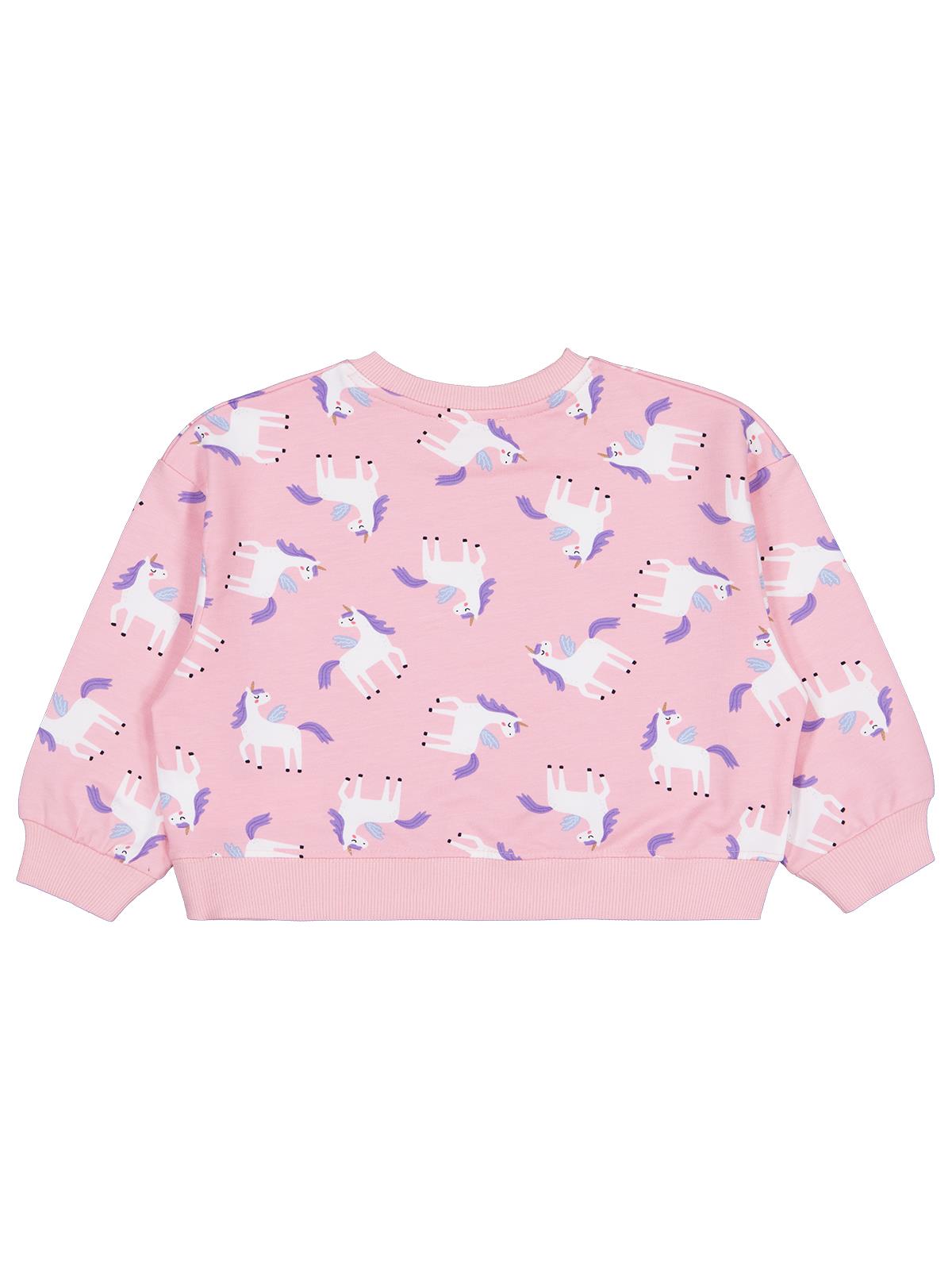 Civil Kız Çocuk Unicorn Baskılı Sweatshirt | 2 İp Uzun Kol | Okul Kreş ve Günlük Kullanım - Pembe