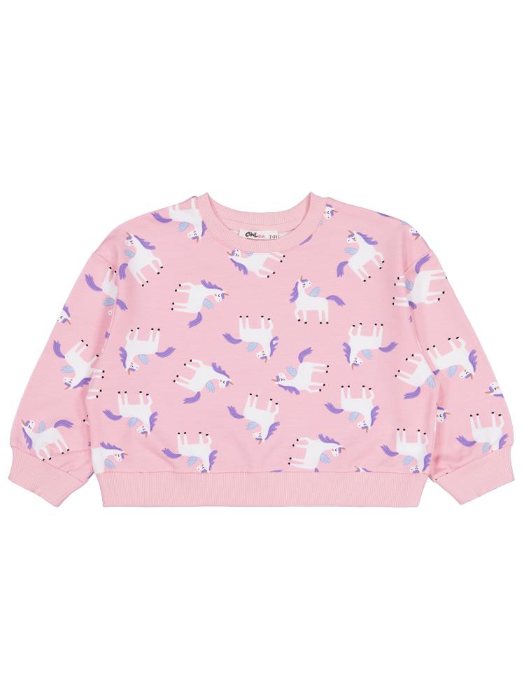 Civil Girls Unicorn Baskılı 2-5 Yaş Sweatshirt - Pembe
