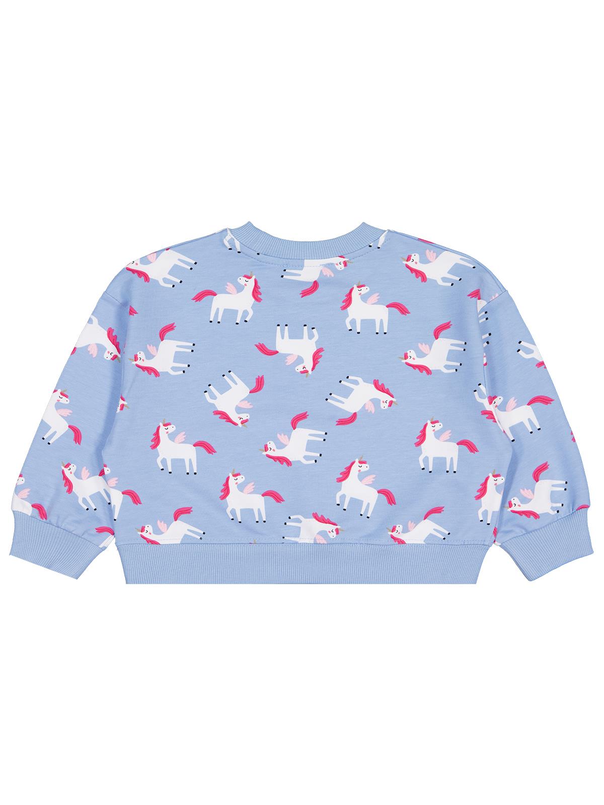 Civil Kız Çocuk Unicorn Baskılı Sweatshirt | 2 İp Uzun Kol | Okul Kreş ve Günlük Kullanım - Mavi