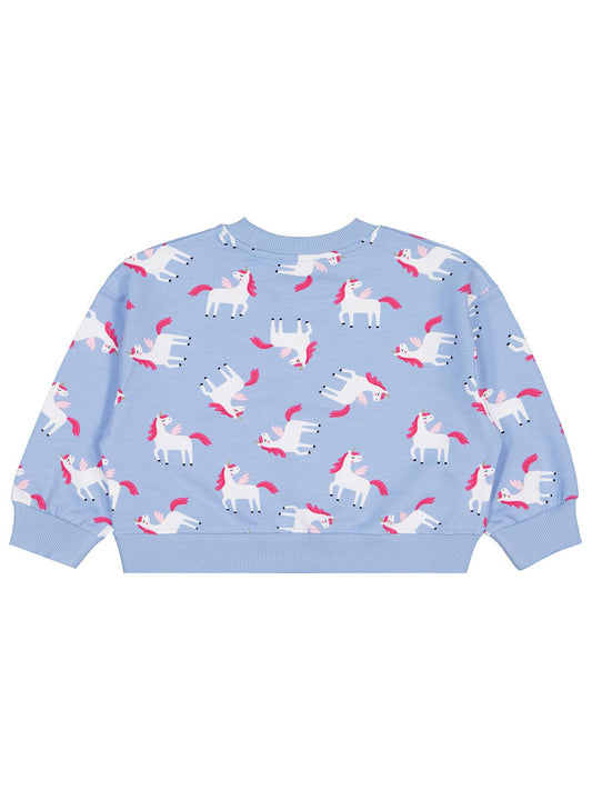 Civil Kız Çocuk Unicorn Baskılı Sweatshirt | 2 İp Uzun Kol | Okul Kreş ve Günlük Kullanım - Mavi