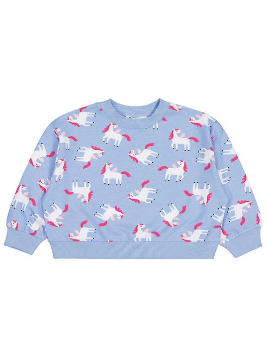 Civil Kız Çocuk Unicorn Baskılı Sweatshirt | 2 İp Uzun Kol | Okul Kreş ve Günlük Kullanım - Mavi