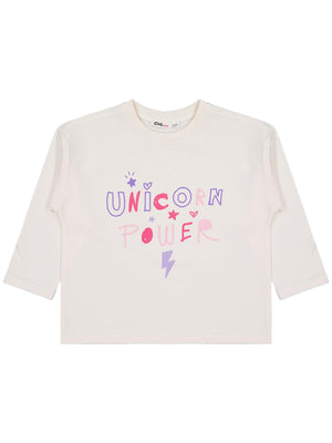 Civil Girls Unicorn Power Baskılı 2-5 Yaş Sweatshirt - Ekru