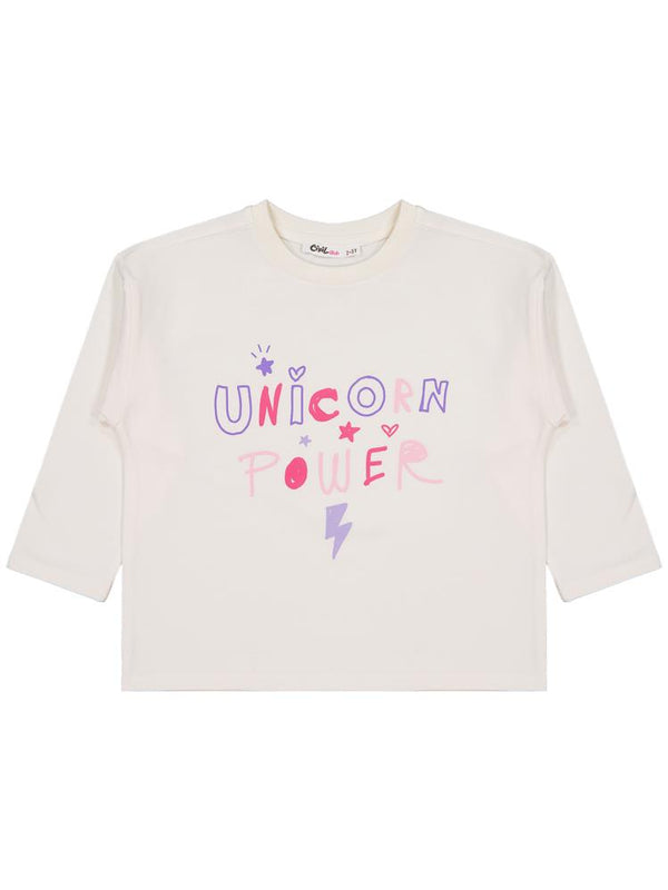 Civil Girls Unicorn Power Baskılı 2-5 Yaş Sweatshirt - Ekru