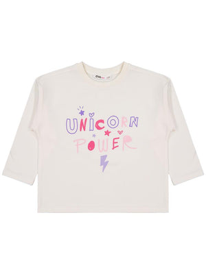 Civil Girls Unicorn Power Baskılı 2-5 Yaş Sweatshirt - Ekru