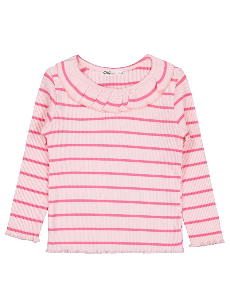 Civil Girls Çizgili 2-5 Yaş Sweatshirt - Pembe