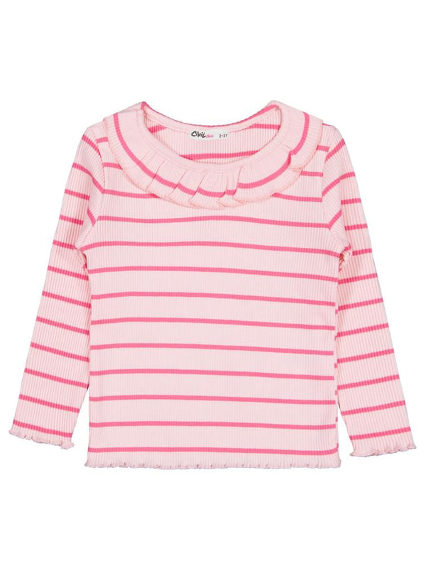Civil Girls Çizgili 2-5 Yaş Sweatshirt - Pembe